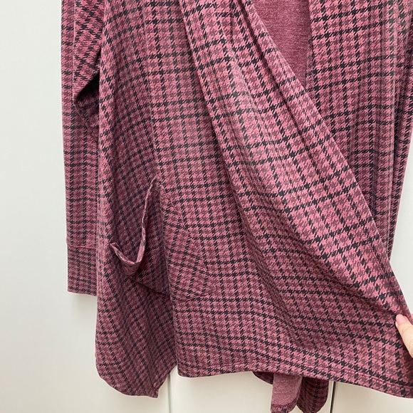 Cuddl Duds pink houndstooth open cardigan, sz M - Picture 5 of 5